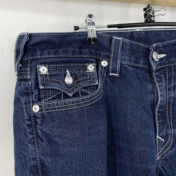 True Religion Size 36 x 31 Ricky Straight Leg Jeans Body Rinse Back Flap pockets - Picture 3 of 8